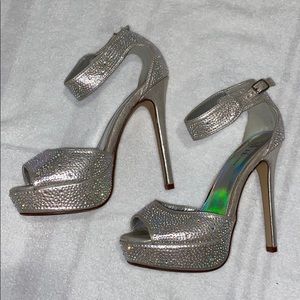 Shiny rhinestone heels